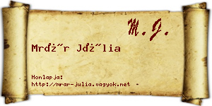 Mrár Júlia névjegykártya
